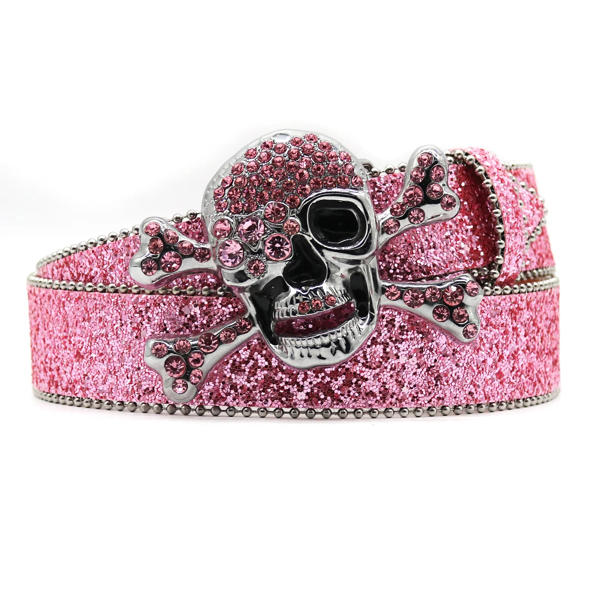 Skull Rhinestone Belt – Y2K Crystal Studded Western Bling for Women & Men