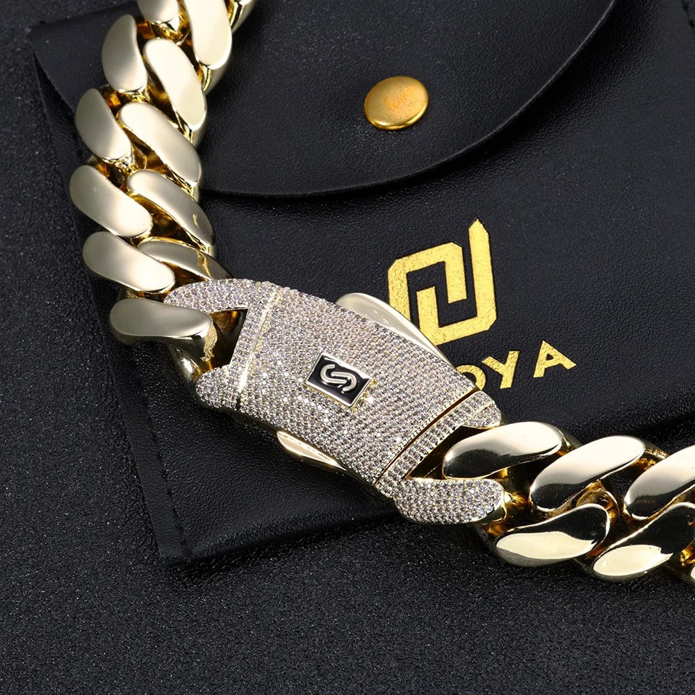 New Hip-Hop 14k Gold Plated Monaco Cuban Chain – High-Quality Brass Party Necklace for Men & Women