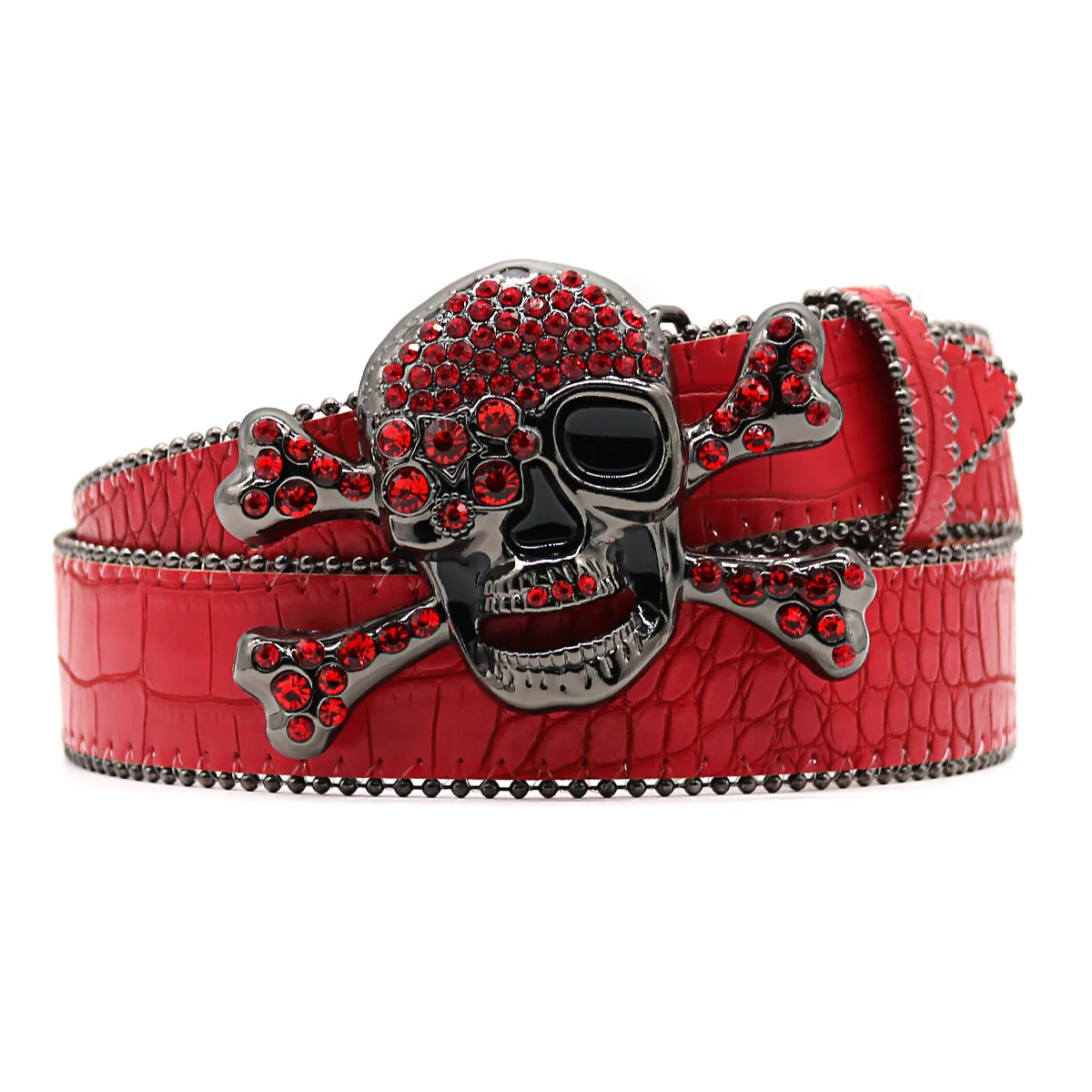 Skull Rhinestone Belt – Y2K Crystal Studded Western Bling for Women & Men