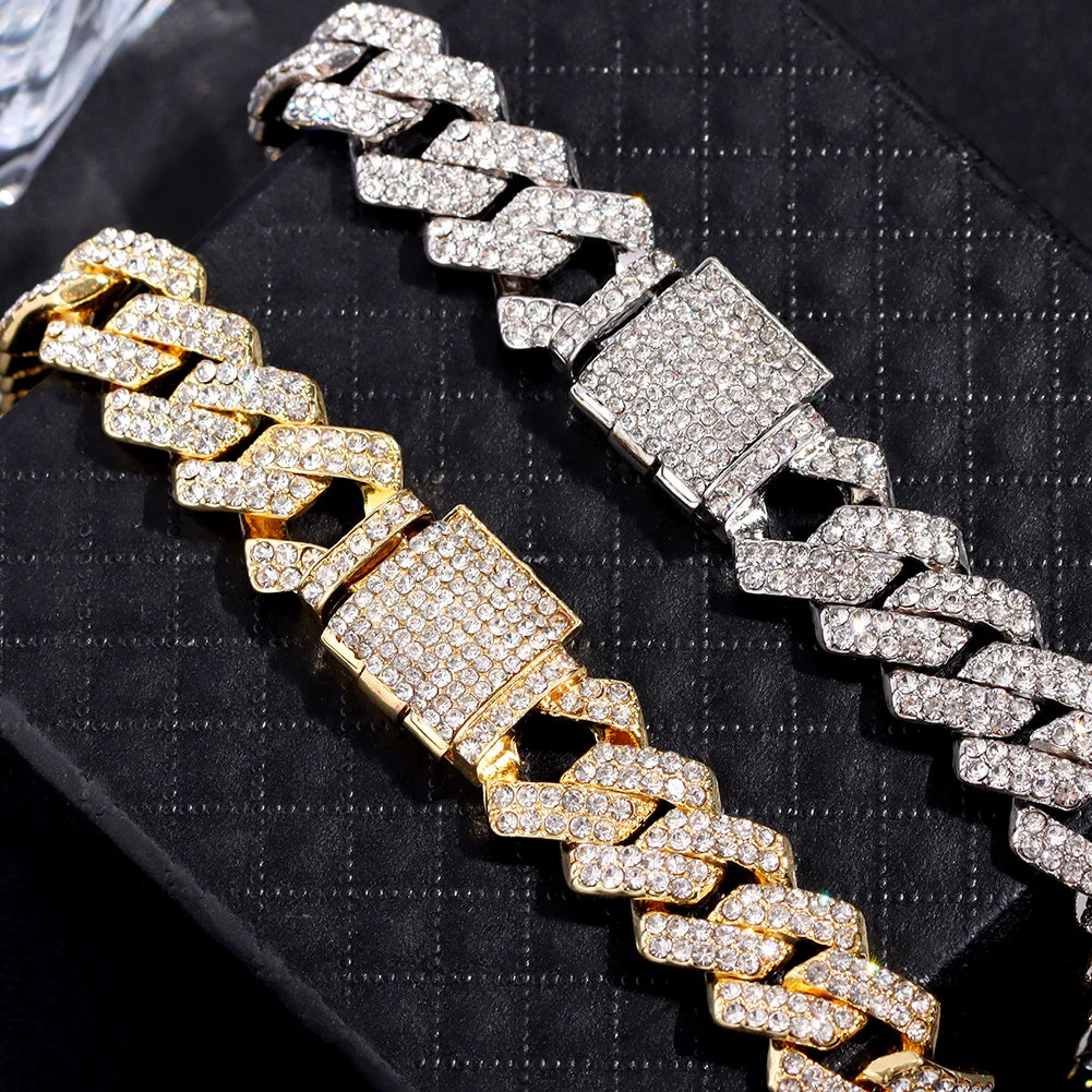 Cuban Chain Anklets For Women Luxury Rhinestone Link Ankle Bracelet Beach Barefoot Jewelry