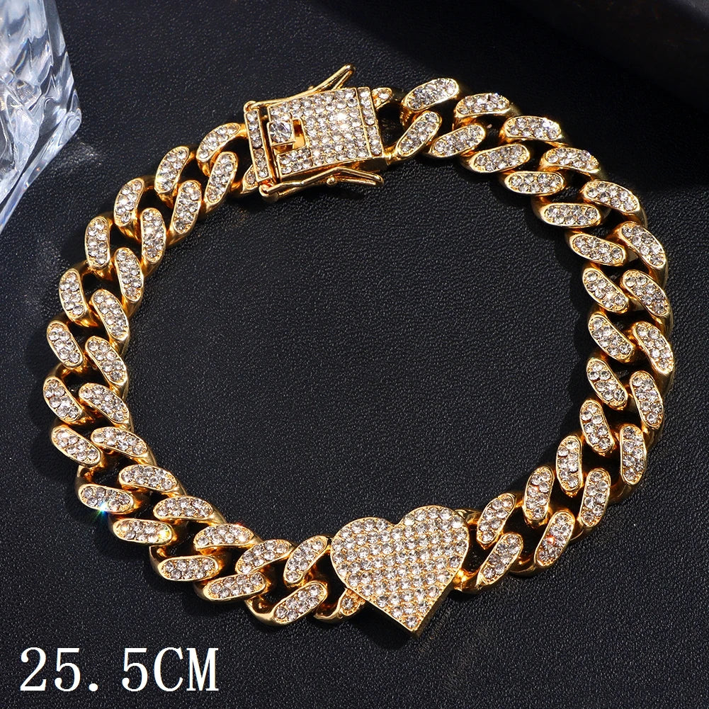 Cuban Chain Anklets For Women Luxury Rhinestone Link Ankle Bracelet Beach Barefoot Jewelry