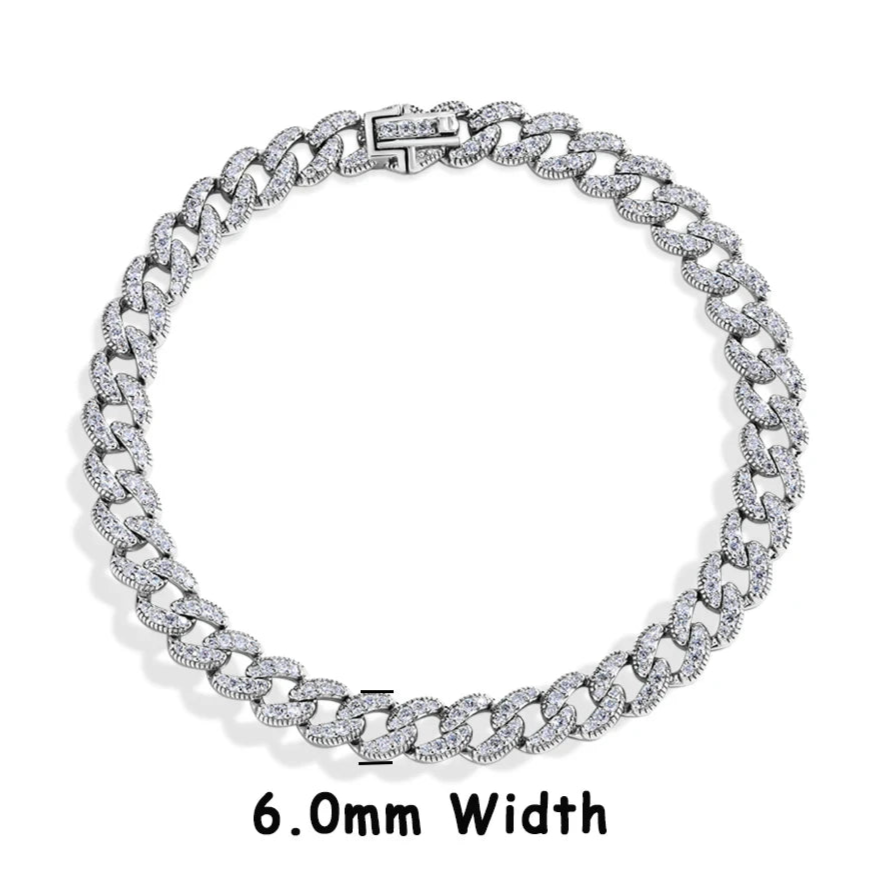 Cuba Chain for Man Women 925 Sterling Silver 18k Gold Plated Hip Hop Tennis Bracelet Fine Jewelry