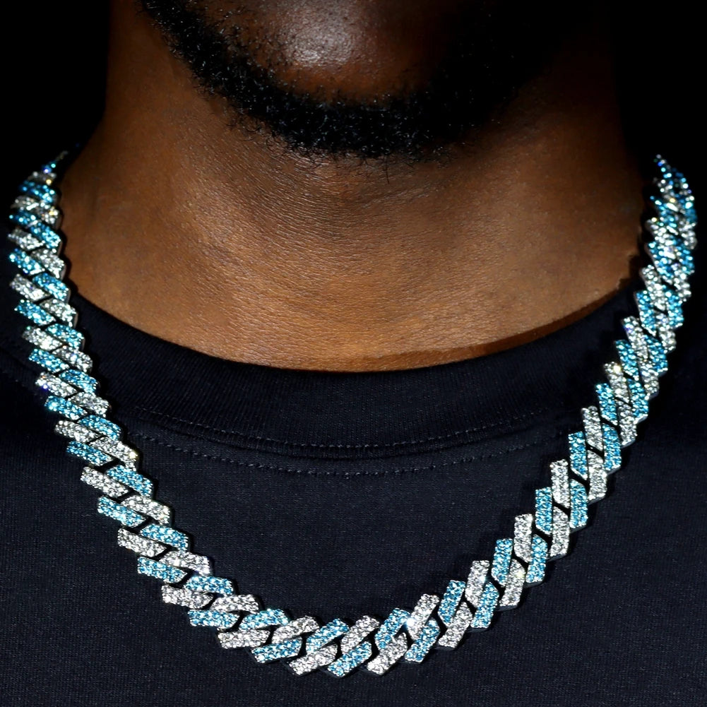 Chain Necklace Color Rhinestones Paved Cuban Choker Necklace HipHop Men Jewelry