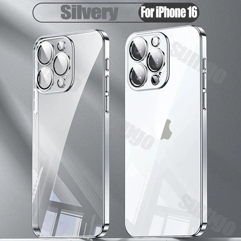 Silicone High-Quality Plating Transparent Case for iPhone (16/15/14/13/12/11 Series)