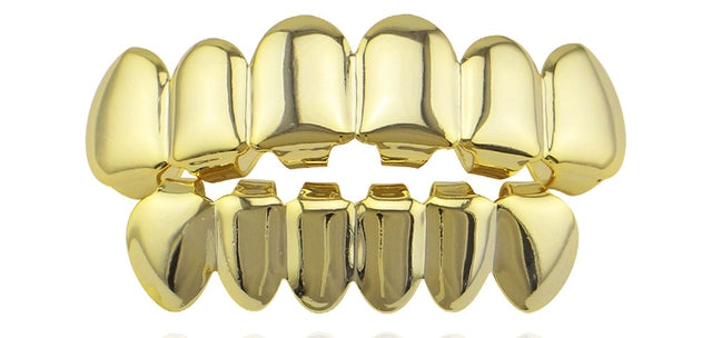 TikTok-Inspired Joker Gold-Plated Hip-Hop Grillz – Eight-Teeth European & American Style