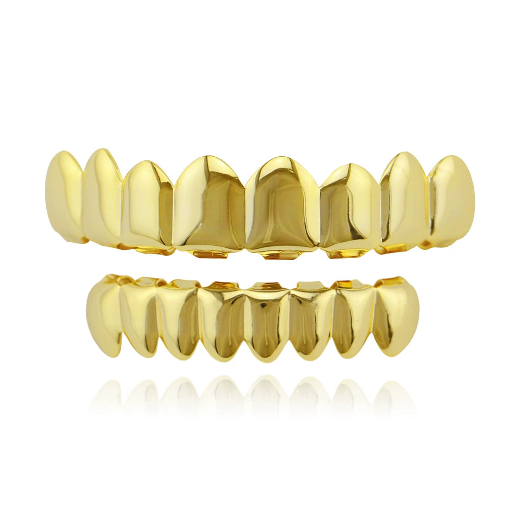 TikTok-Inspired Joker Gold-Plated Hip-Hop Grillz – Eight-Teeth European & American Style